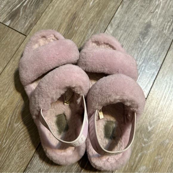 Ugg Oh Yeah Pink Fluffy Slide Sandals Slippers - Picture 9 of 9
